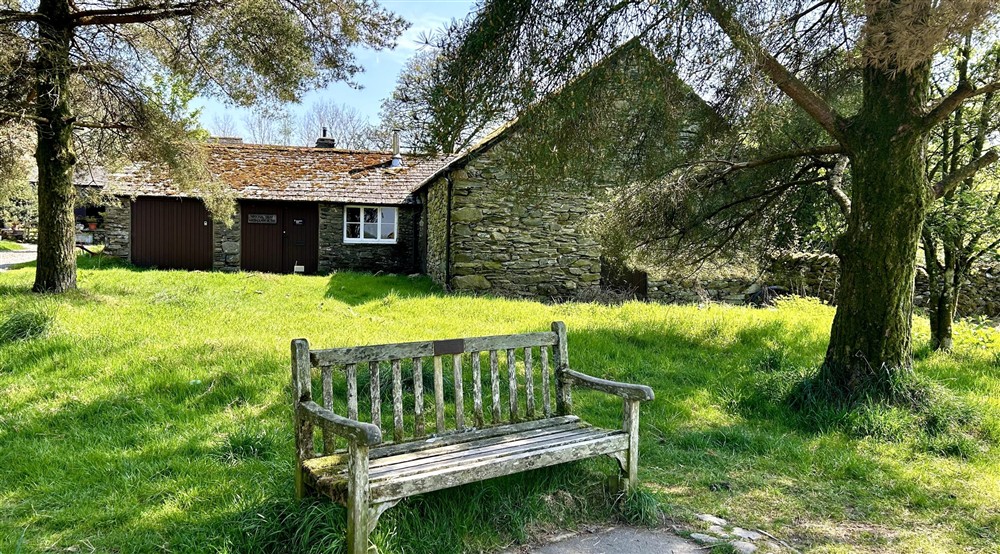 The grassy area outside Watendlath Bunkhouse in spring, Cumbria at Watendlath Bothy in Keswick, Cumbria