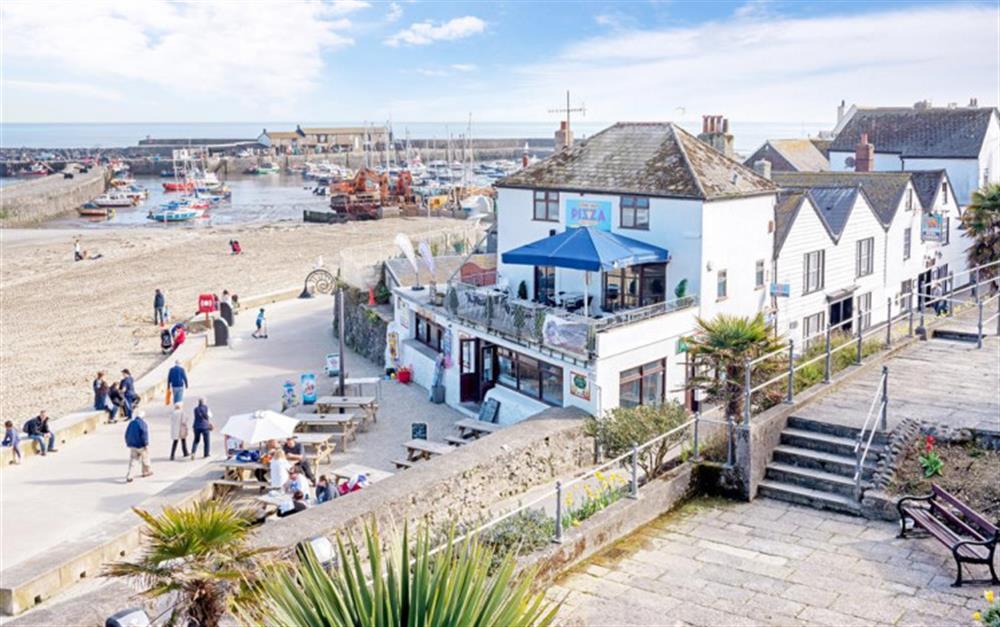 Cafes and bars near the harbour at Lyme Regis at Water Cottage in Lyme Regis