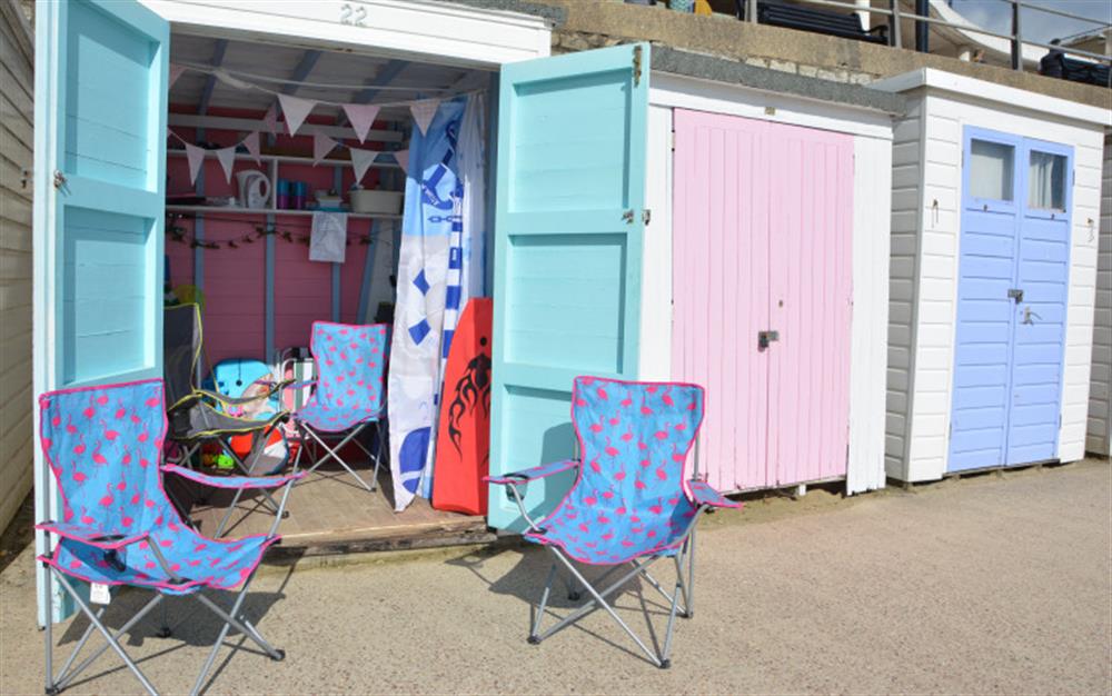 The beach hut is available for your use during the stay at Water Cottage in Lyme Regis