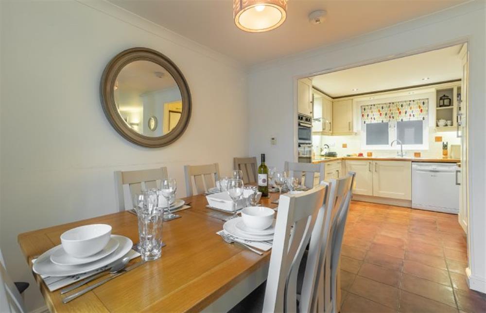 Dinning room with seating for eight at Waterfront House, Malpas, Truro 