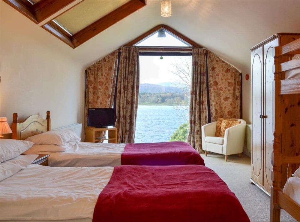 Twin bedded room with bunk beds at Waterhead Studio in Nr. Ambleside, Cumbria
