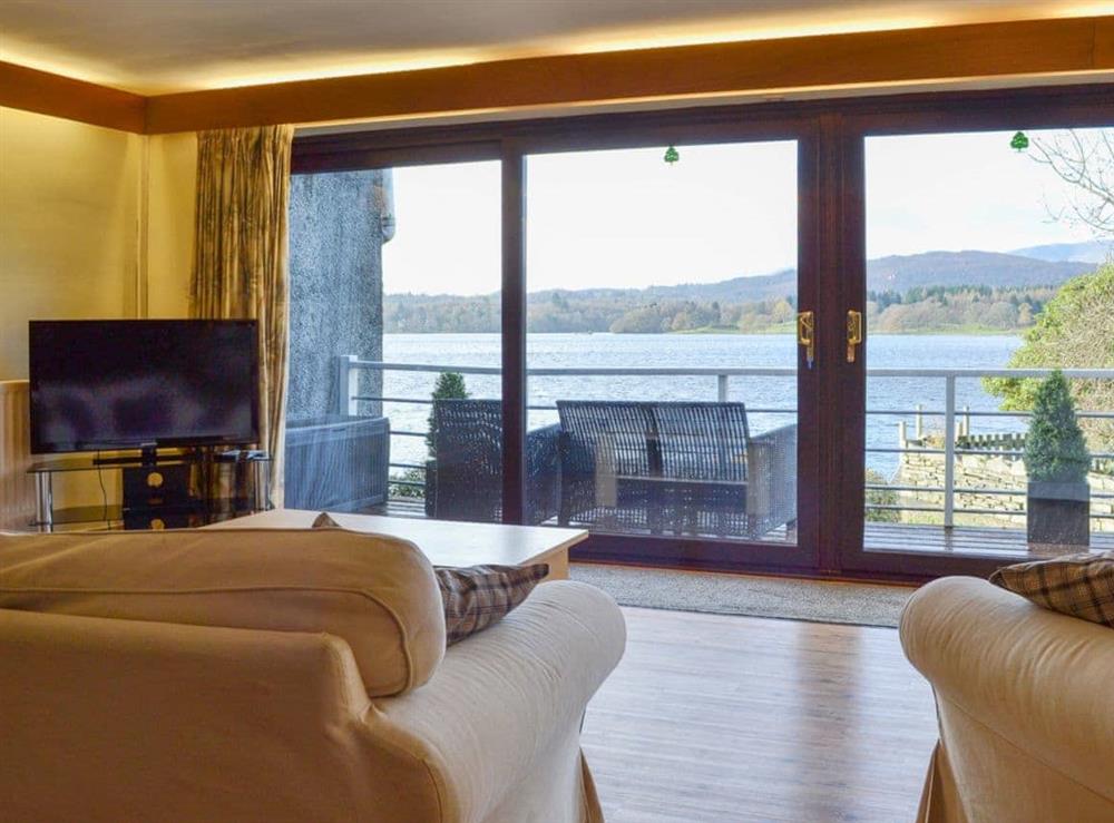 Wonderful views over Lake Windermere from the living room at Waterhead Studio in Nr. Ambleside, Cumbria