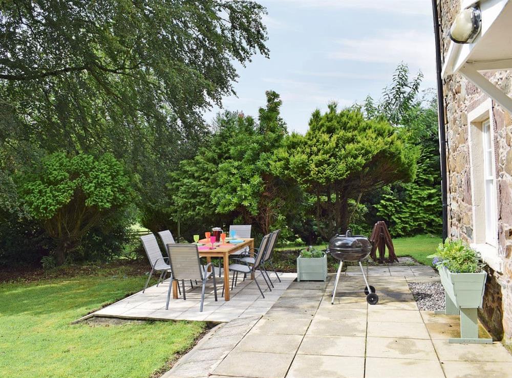 Large enclosed lawned garden at Waterloo Farm House in Waterloo, near Dunkeld, Perthshire