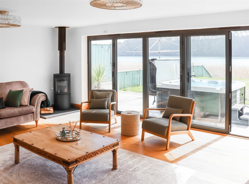Living room at Waters Edge in Burton, near Milford Haven, Dyfed