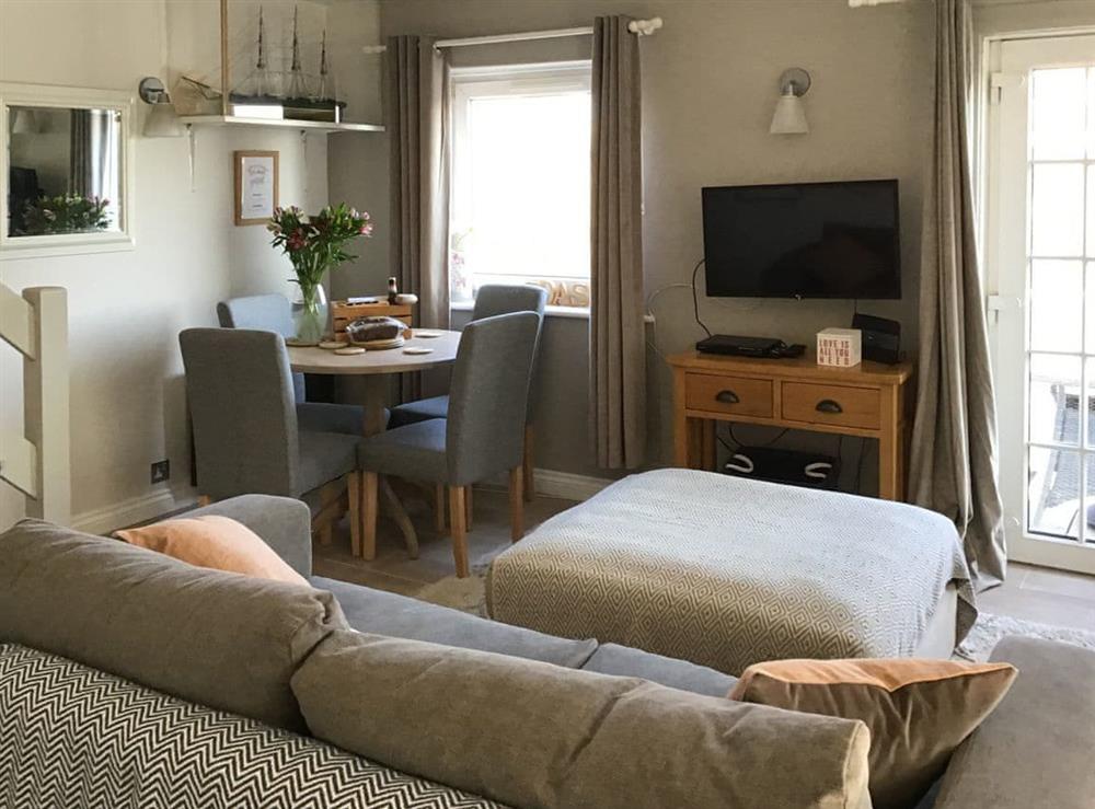 Open plan living space at Waters Edge Holiday Home in Beadnell, Northumberland