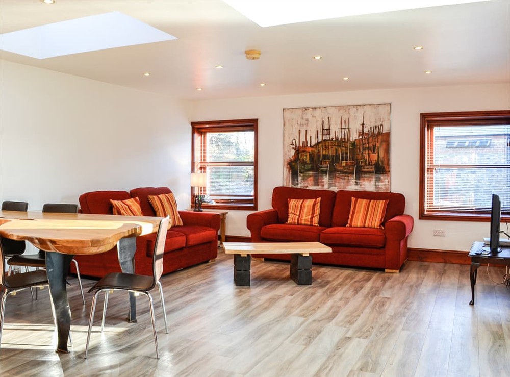 Open plan living space at Anne’s Cottage, 