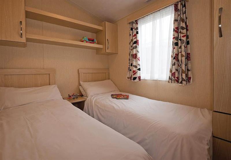 Twin bedroom at a Rio Gold 3 at Waterside Holiday Park and Spa in Weymouth, Dorset