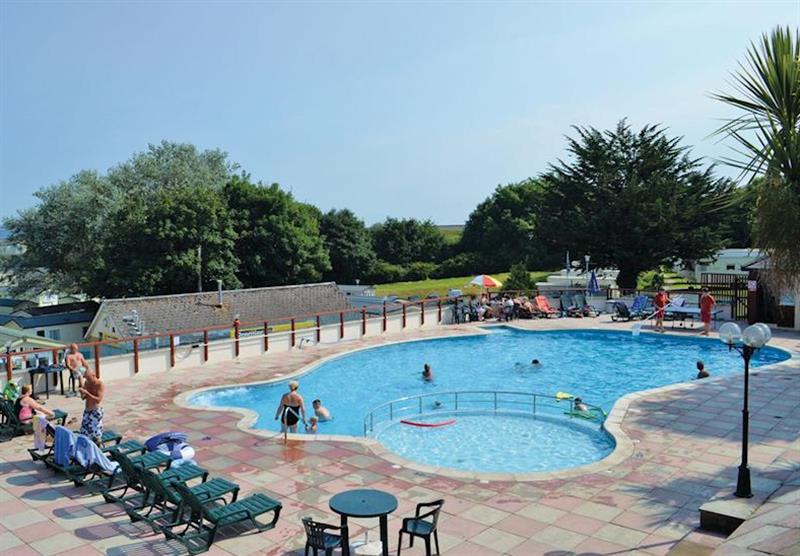 Outdoor heated swimming pool at Waterside Holiday Park in Paignton, Devon