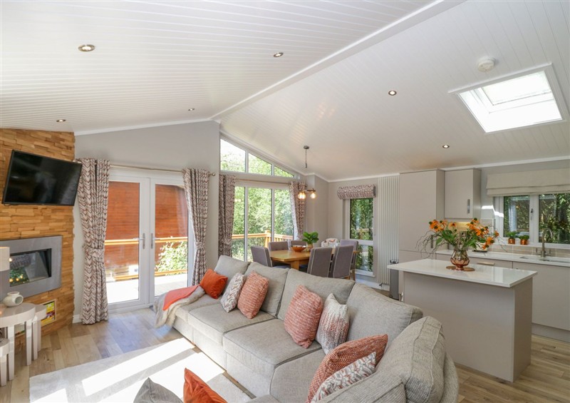 The living area at Waterside Lodge, 55A Bowness