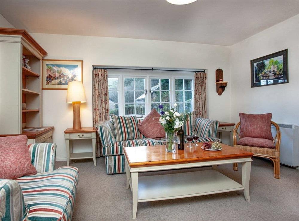 Comfortable seating within living area at Waterwheel in Bow Creek, Nr Totnes, South Devon., Great Britain