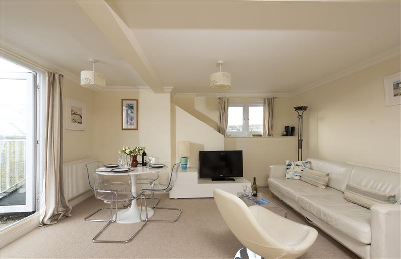 Enjoy the living room at Waves Apartment, Cornwall