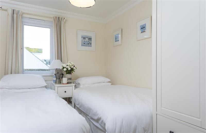 This is a bedroom at Waves Apartment, Cornwall