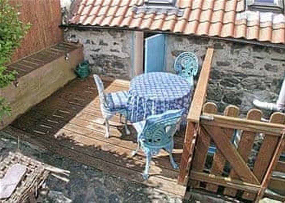 Sitting-out-area at Weavers Cottage in Crovie, Banff, Aberdeenshire