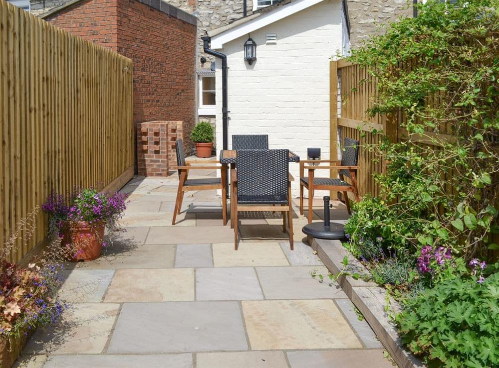 Delightful paved patio area at Weavers Cottage in Pickering, North Yorkshire