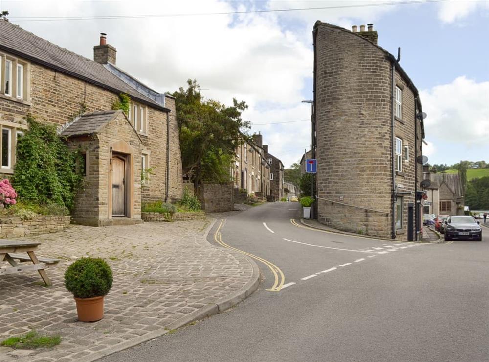 Holiday home is situated on the street to the left at Weavers Houses in Hayfield, near Glossop, Derbyshire