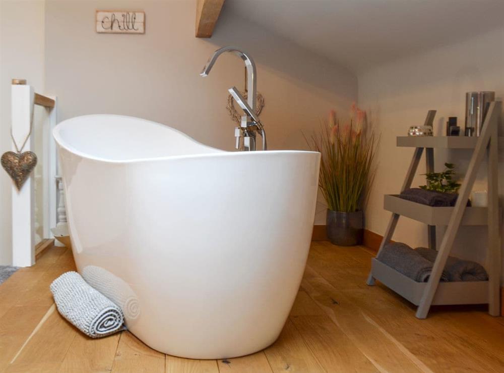 Free standing bath within the master bedroom at Weavers Retreat in Golcar, near Huddersfield, West Yorkshire