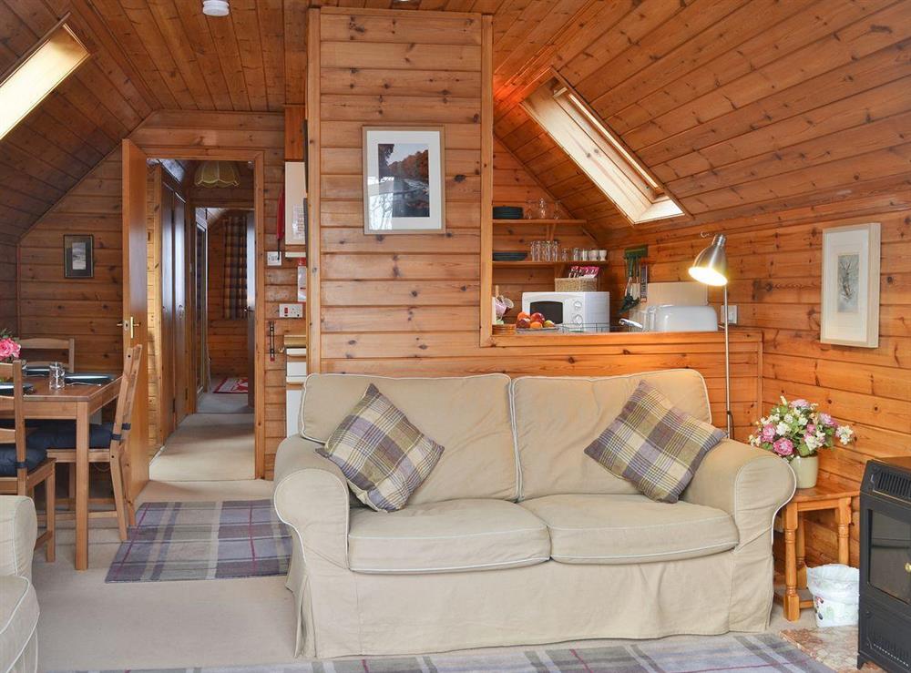 Cosey Open Plan Wood Panelled Sitting Area at Wee Ben in Pitlochry, Perthshire
