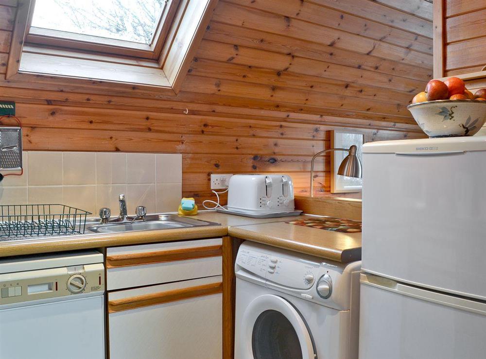 Open Plan Wood Panelled Kitchen Area (photo 2) at Wee Ben in Pitlochry, Perthshire