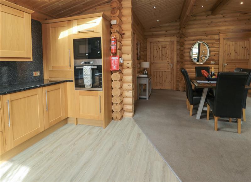 The kitchen at Welcome Hjem Log Cabin, Morpeth near Felton