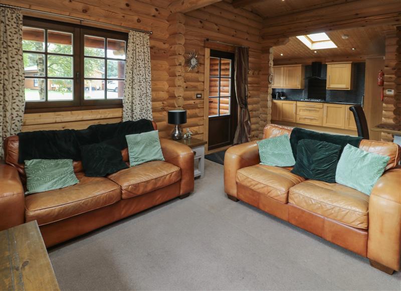 The living area at Welcome Hjem Log Cabin, Morpeth near Felton
