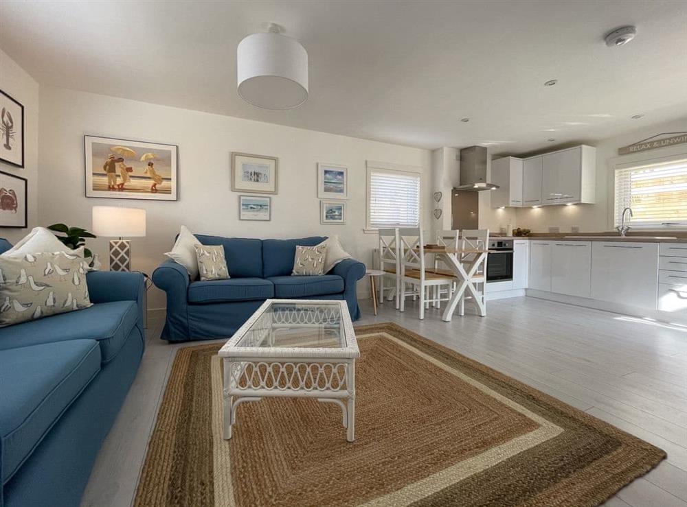 Open plan living space at Well Cottage in Portmahomack, near Dornoch, Ross-Shire