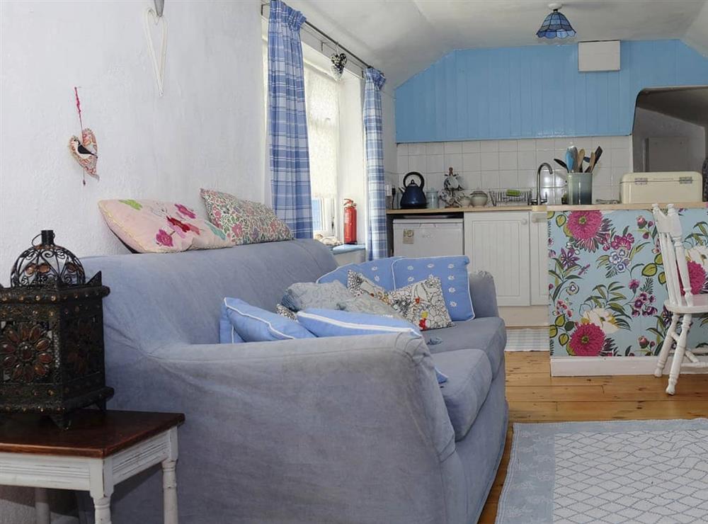 Open plan living space at Wellspring Cottage in Ruan Minor, Cornwall
