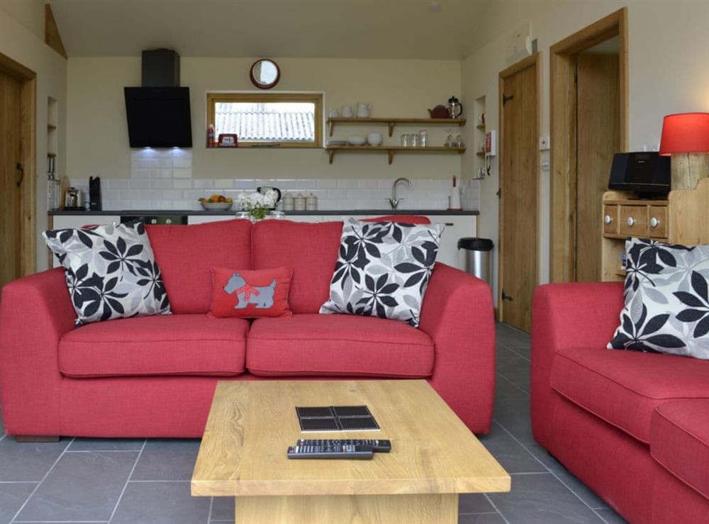 Relaxing lounge with Freeview TV and wood burner at Wern Ddu Cottage in Penybontfawr, near Oswestry, Powys