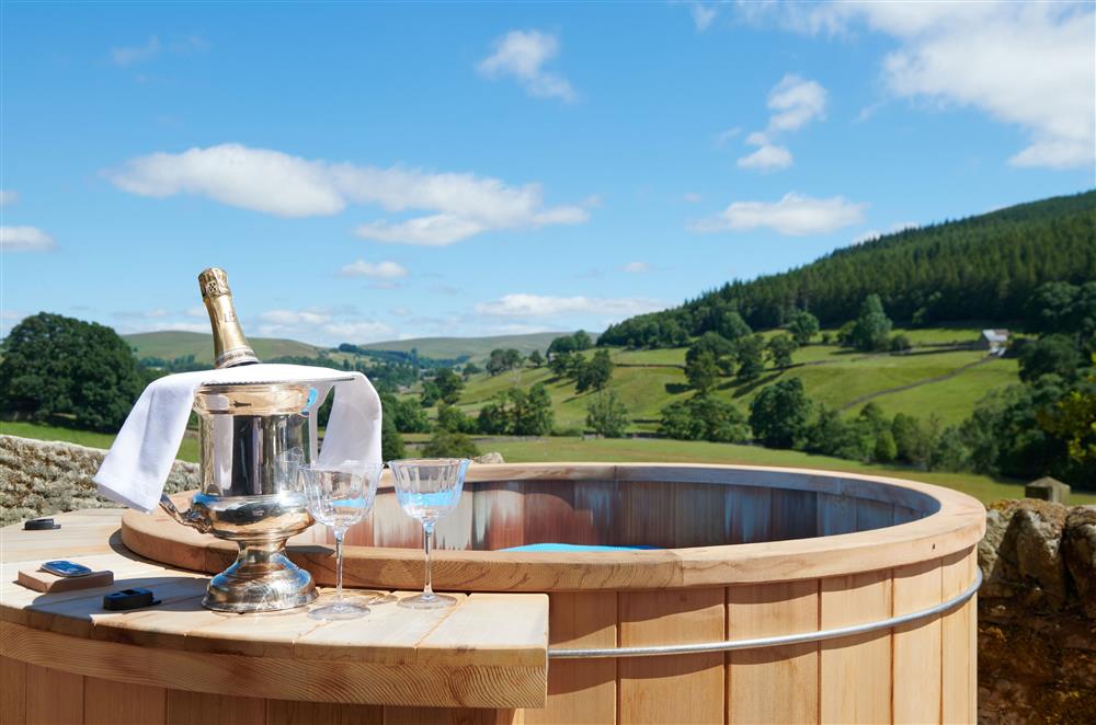 Enjoy incredible country views from the private hot tub at Wesleyan Chapel, Skipton