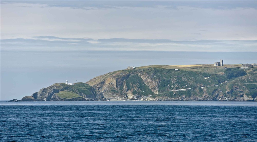 A view of the southern end of Lundy Island taken from the approaching ferry in the Bristol Channel, Devon at West Challacombe Manor in West Exmoor, Devon