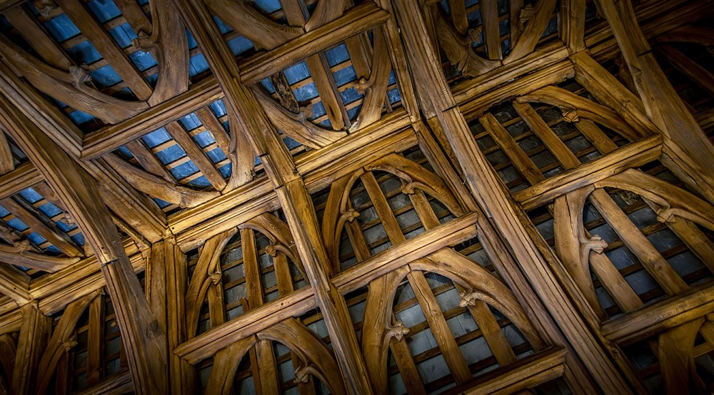 Looking up at West Challacombe Manor in West Exmoor, Devon