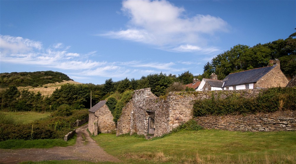 The entrance to the courtyard that leads to West Challacombe Manors main entrance, Devon at West Challacombe Manor in West Exmoor, Devon