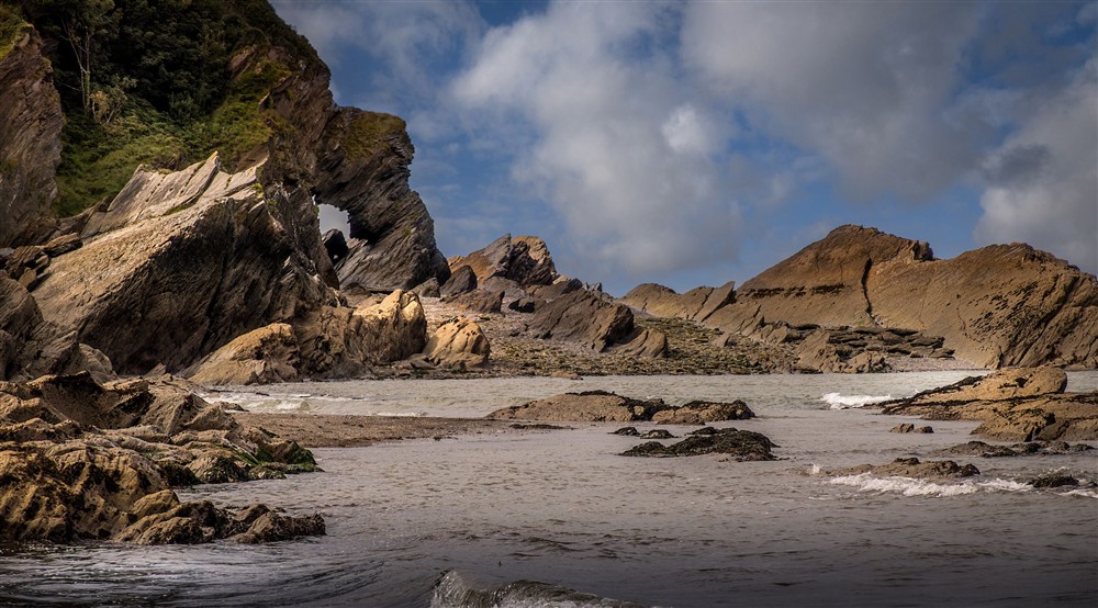 The rocky coast at West Challacombe Manor in West Exmoor, Devon