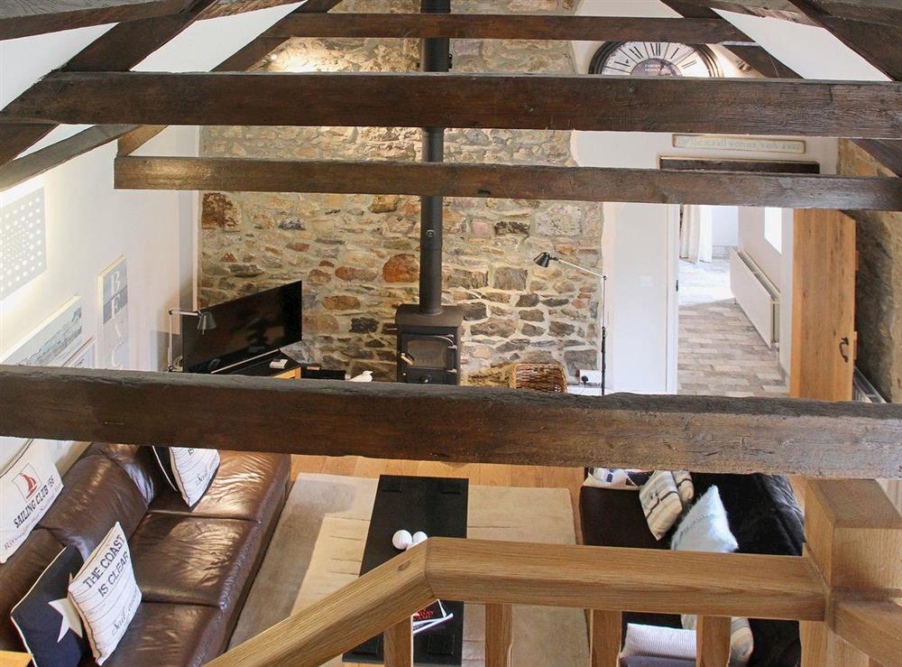 From the top of the staircase the exposed original beams and rustic charm of the property really shine through at West Crook in Tughall Steads, Nr Beadnell, Northumberland. , Great Britain