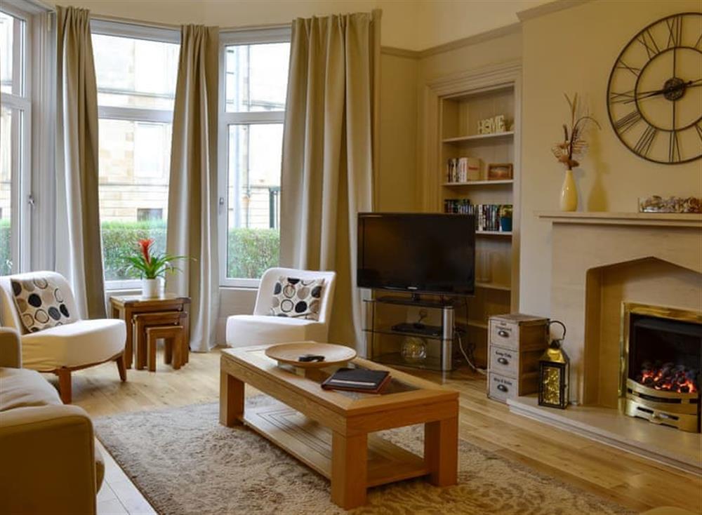Elegant living room at West End Apartment in Glasgow, Lanarkshire