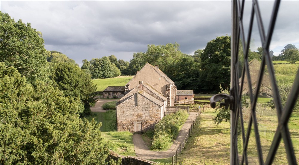 View from one of the diamond leaded windows at West Gate Lodge in Ripon, North Yorkshire
