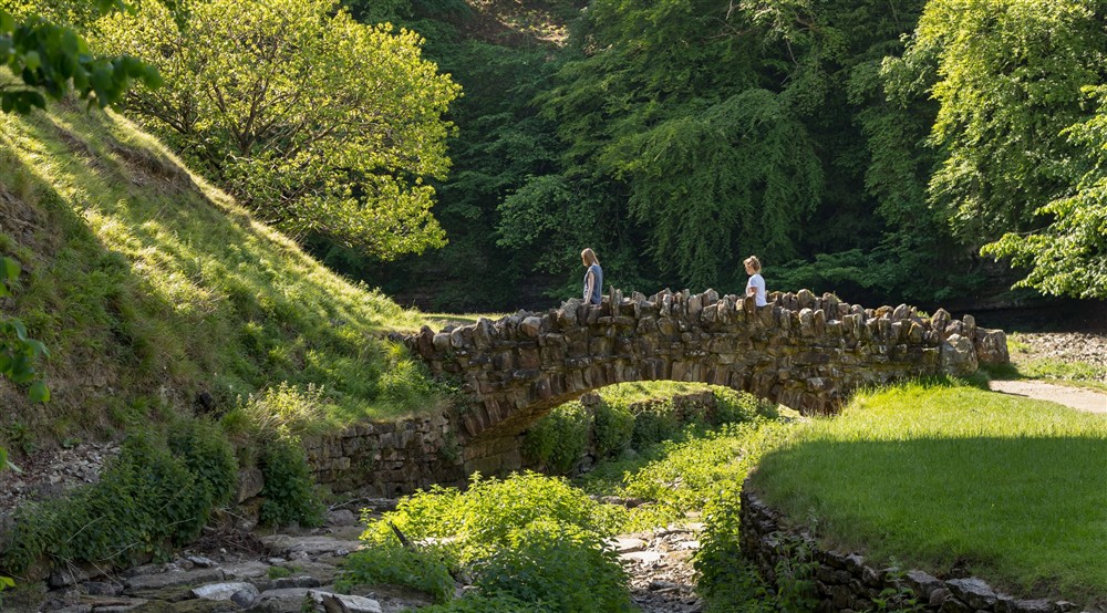 Visitors on the Seven Bridges Valley walk at West Gate Lodge in Ripon, North Yorkshire