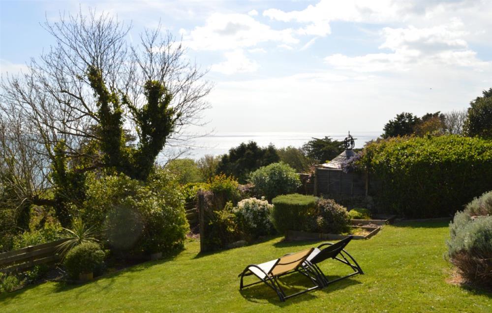 Garden with spectacular views over the islands coastline at West Winnowing, Niton Undercliff