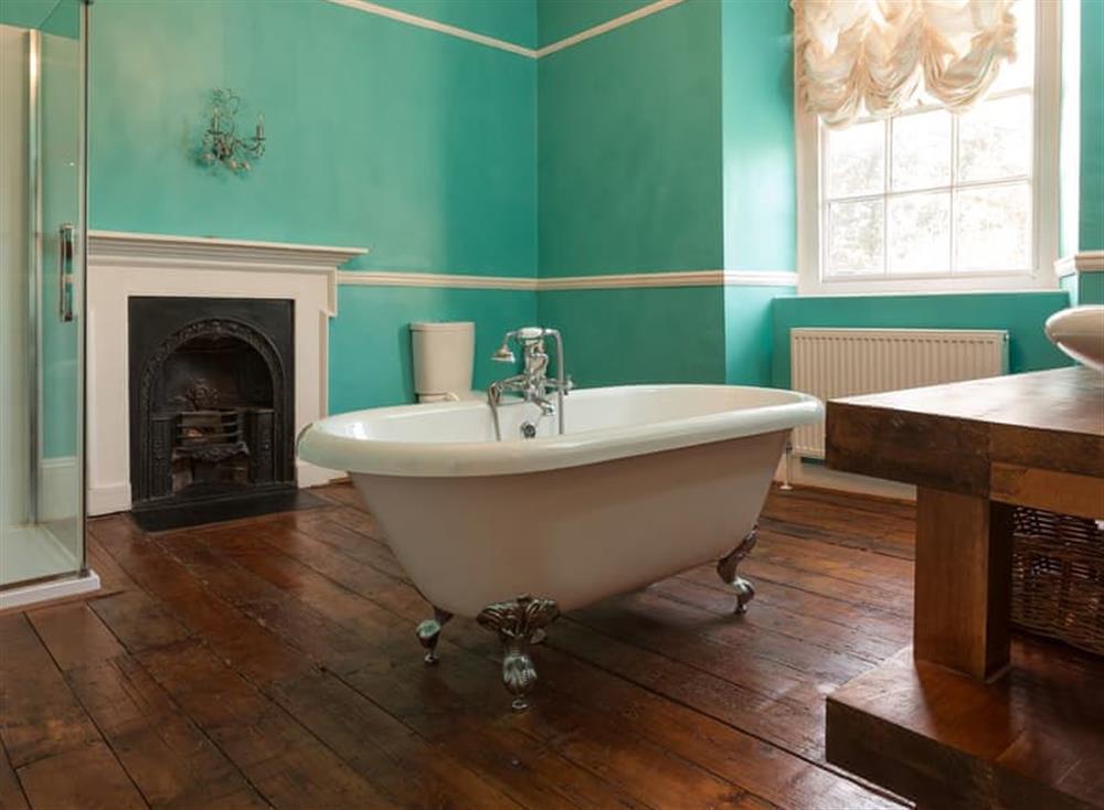 Bathroom with stand-alone bath and separate bath at Westcott House in Rockbeare, near Exeter, Devon