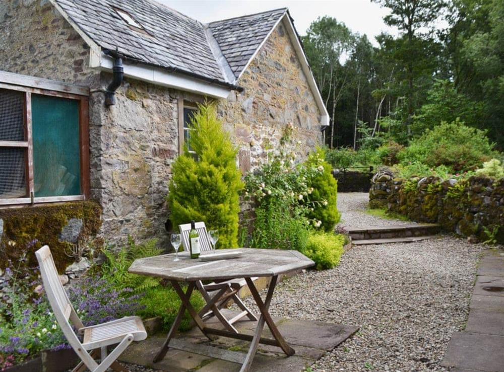 Enjoy a glass of wine on the patio at Westerton Lodge in Crieff, Perthshire., Great Britain