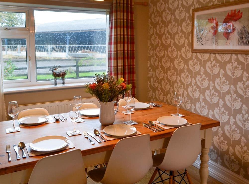 Dining area at Westfield Farm Cottage in East Holywell, near Whitley Bay, Northumberland