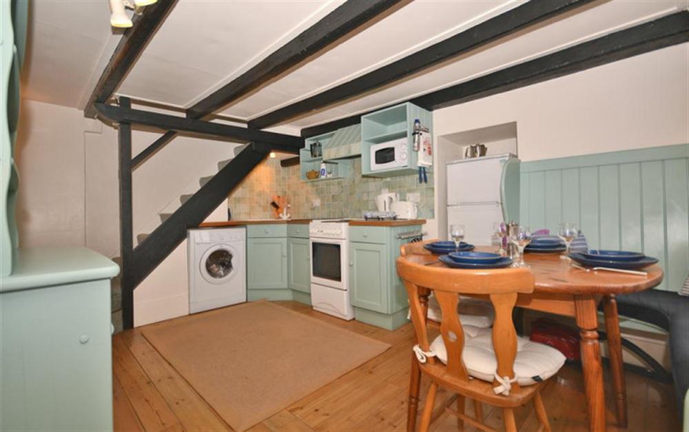 The kitchen and dining ground floor room. at Westhaven in Polperro