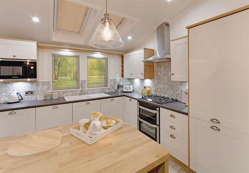 Kitchen in a Mulberry Swimspa at Westlands Country Park in Annan, Southwest Scotland
