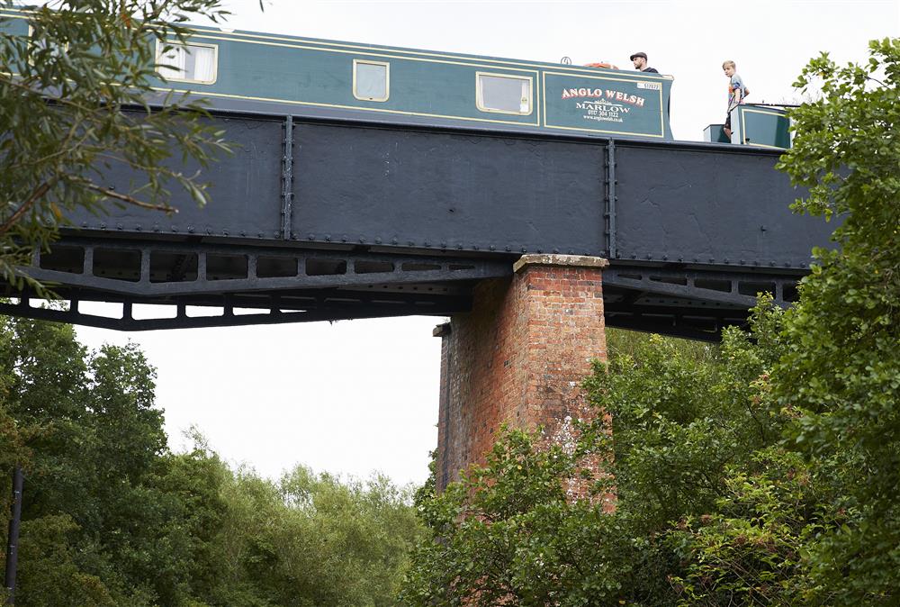Aqueduct allowing narrowboats to travel across the valley 80ft above ground at Wharf Cottage, Wootton Wawen