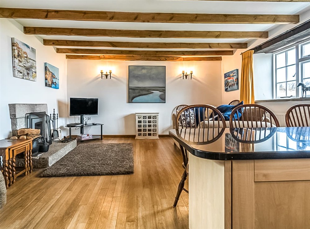 Open plan living space at Wharrastone in Bude, Cornwall