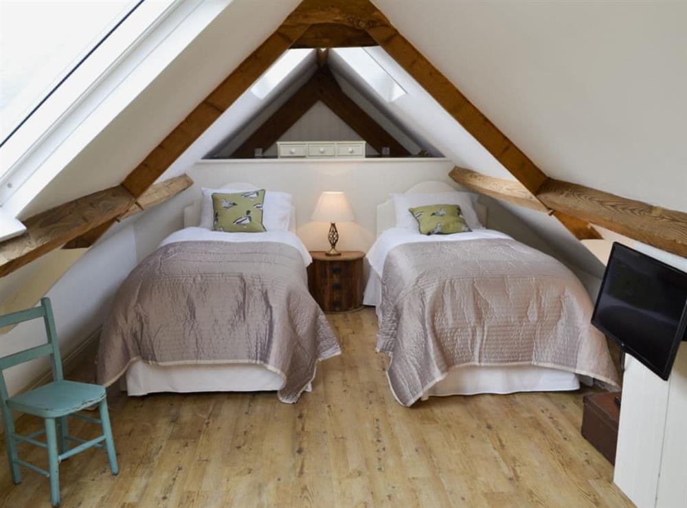Twin bedroom at Whatley Lodge in Winsham, near Chard, Somerset, England