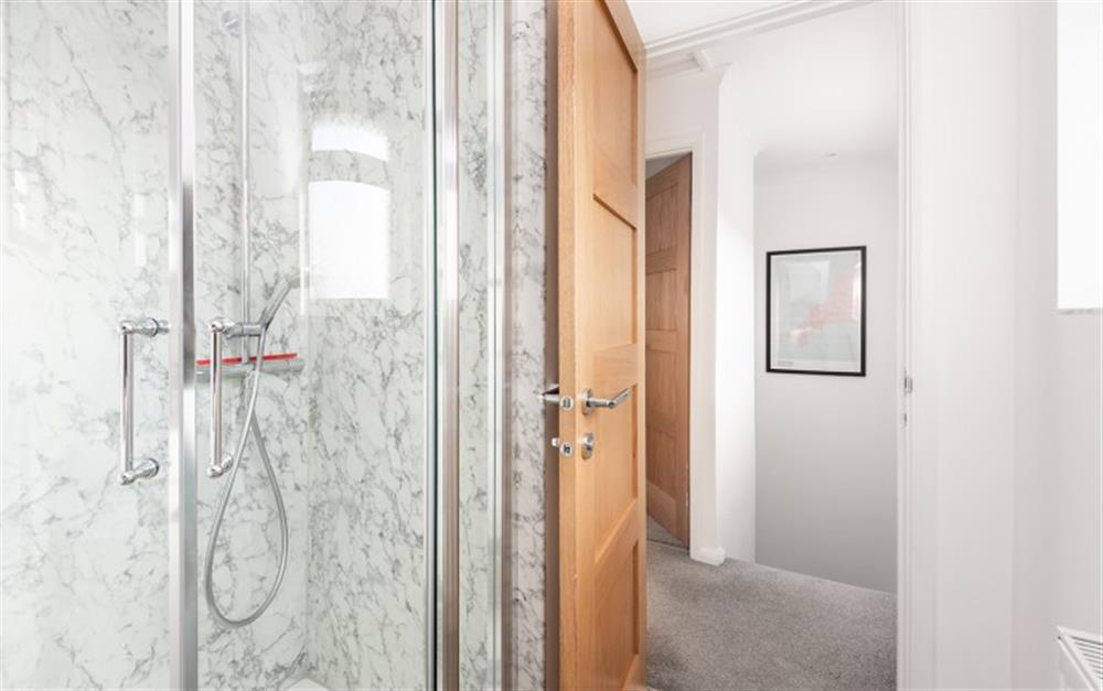 Large walk-in corner shower cubicle. at Wheal Charlotte Cottage in Marazion