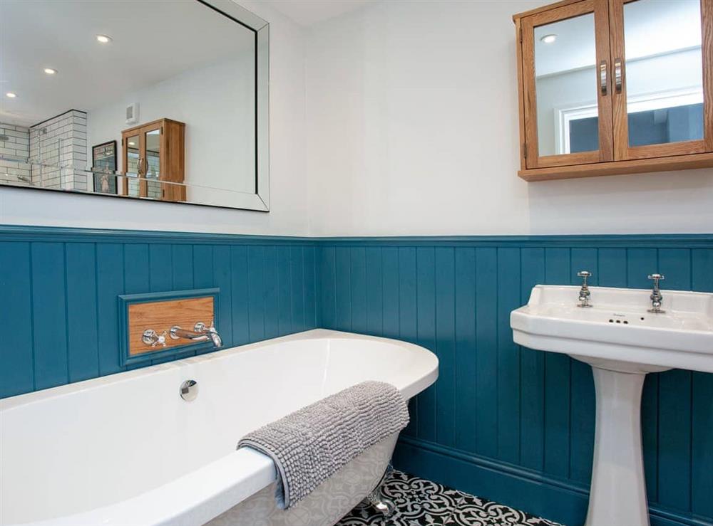 Bathroom at Wheelwright Cottage in Branscombe, Devon