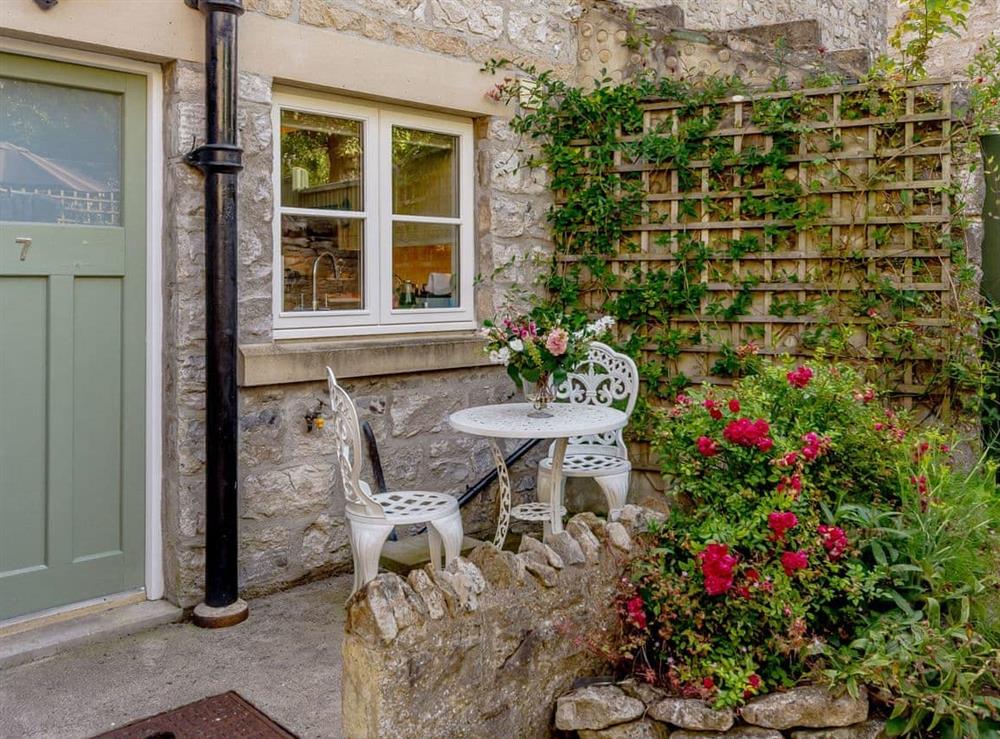 Delightful garden area at Whibberley Cottage in Ashford-in-the-Water, near Bakewell, Derbyshire