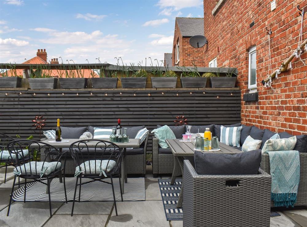 Outdoor eating area at Whitby House in Whitby, North Yorkshire