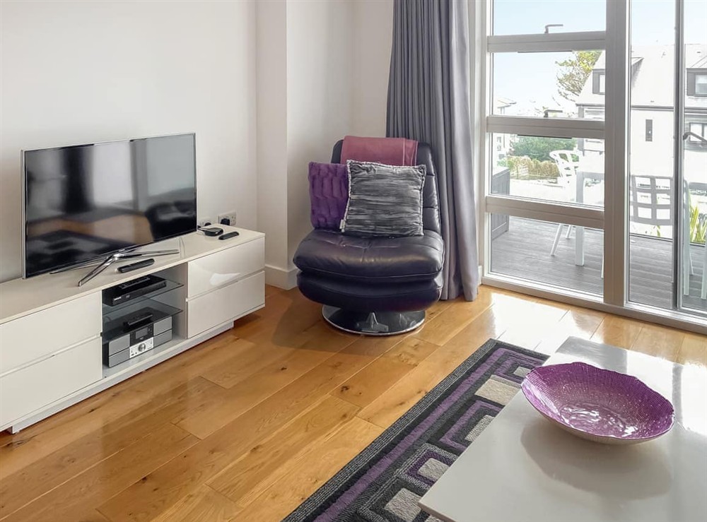 Living room at White Crest in St Ives, Cornwall